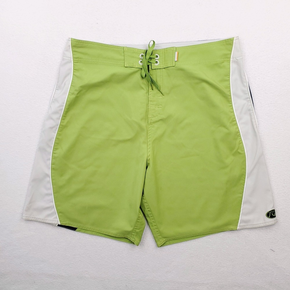 Quiksilver Board Shorts Mens 38 Green‎ Blue Gray Colorblock Bathing Suit Trunks